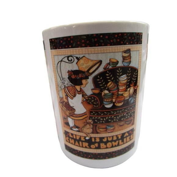 ME Ink Mary Engelbreit Life Is Just A Chair Of Bowlies Vintage Mug GUC - Picture 3 of 8